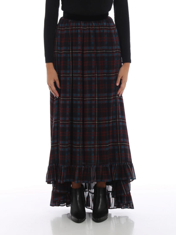 The Best Shops Philosophy di Lorenzo Serafini: Long skirts - Tartan flounced asymmetric skirt